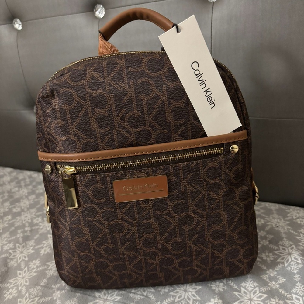 Calvin Klein Brown Logo Mini Backpack